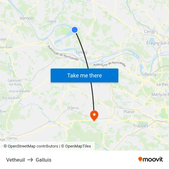 Vetheuil to Galluis map