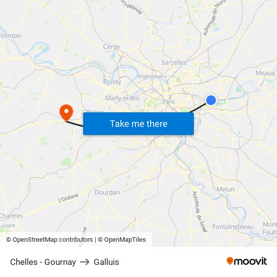 Chelles - Gournay to Galluis map