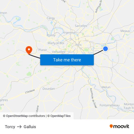 Torcy to Galluis map