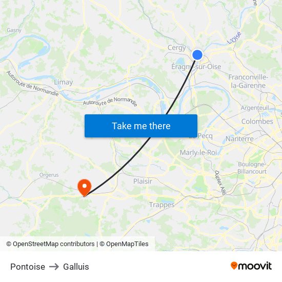 Pontoise to Galluis map