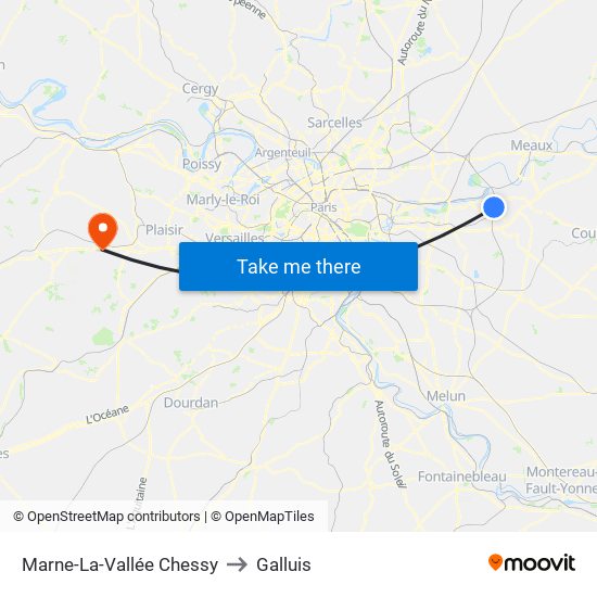 Marne-La-Vallée Chessy to Galluis map