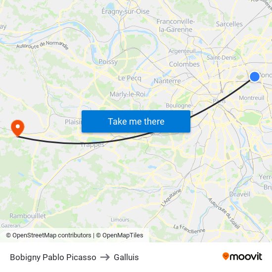 Bobigny Pablo Picasso to Galluis map