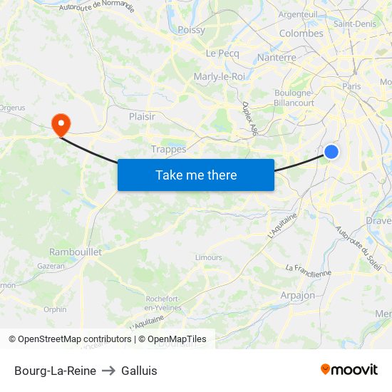 Bourg-La-Reine to Galluis map
