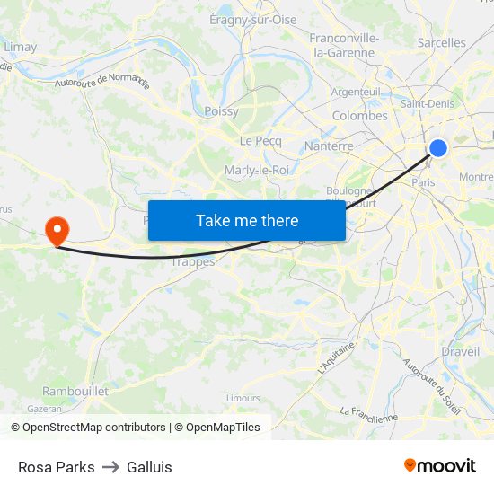 Rosa Parks to Galluis map