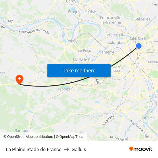 La Plaine Stade de France to Galluis map