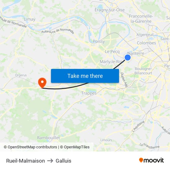 Rueil-Malmaison to Galluis map