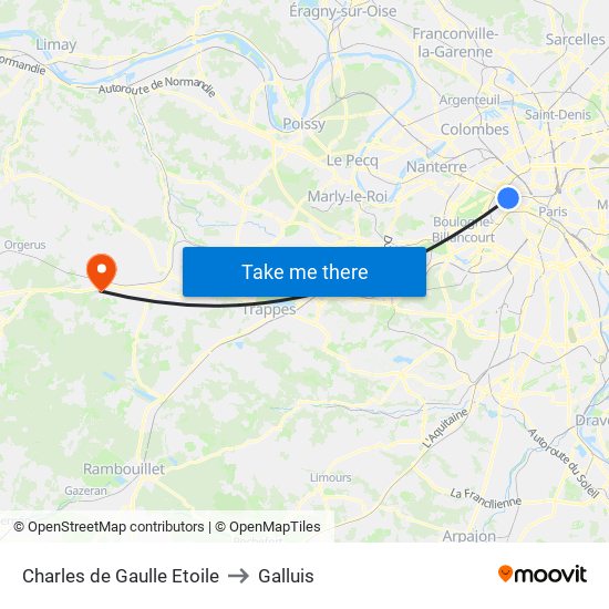 Charles de Gaulle Etoile to Galluis map