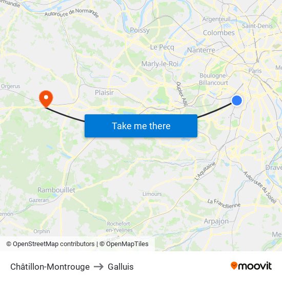 Châtillon-Montrouge to Galluis map