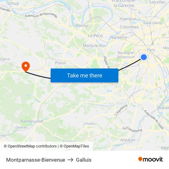 Montparnasse-Bienvenue to Galluis map