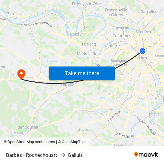 Barbès - Rochechouart to Galluis map