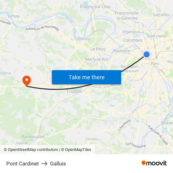 Pont Cardinet to Galluis map