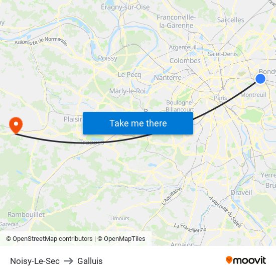 Noisy-Le-Sec to Galluis map