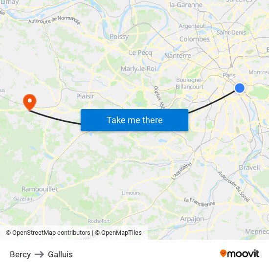 Bercy to Galluis map