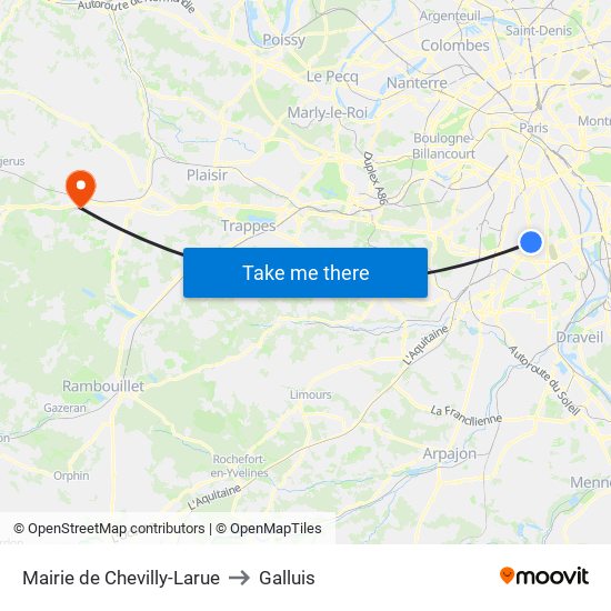 Mairie de Chevilly-Larue to Galluis map