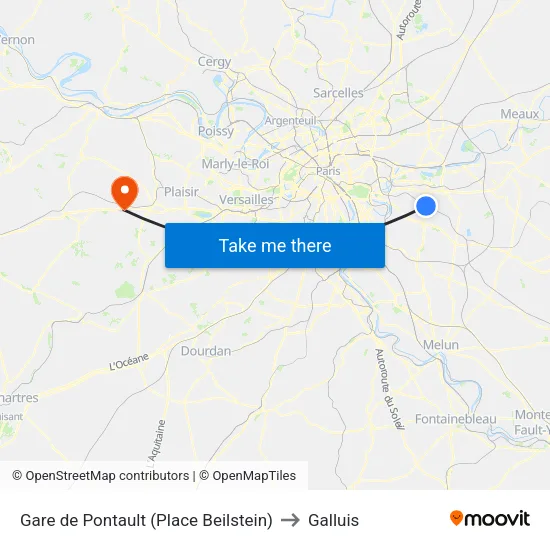 Gare de Pontault (Place Beilstein) to Galluis map