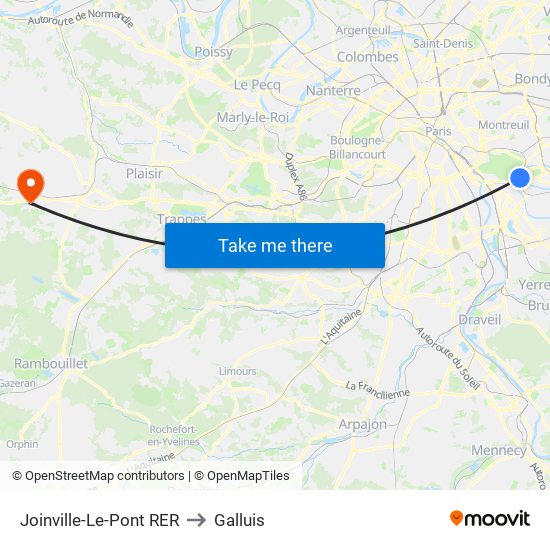 Joinville-Le-Pont RER to Galluis map