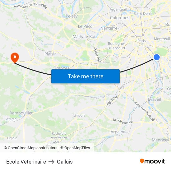 École Vétérinaire to Galluis map