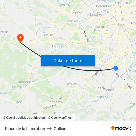Place de la Libération to Galluis map