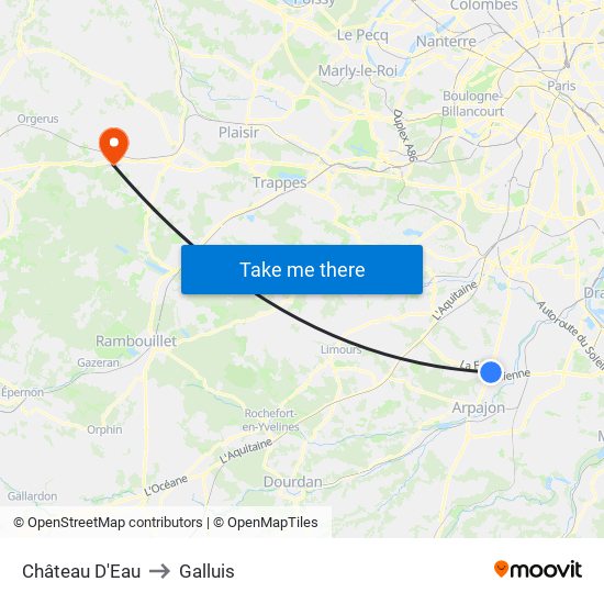 Château D'Eau to Galluis map