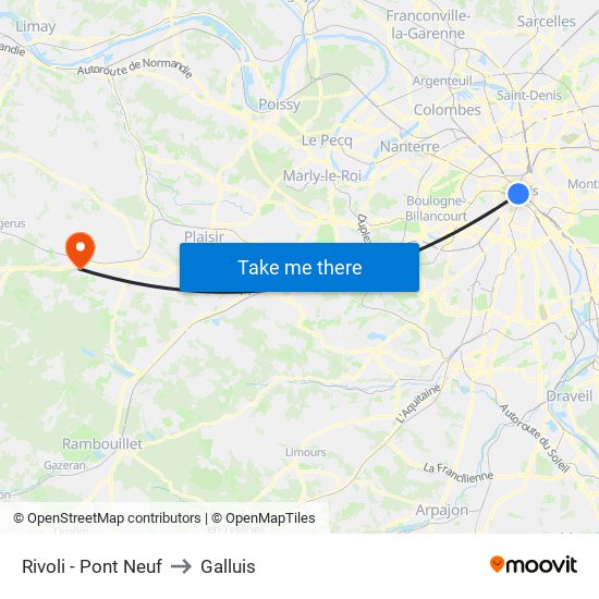 Rivoli - Pont Neuf to Galluis map