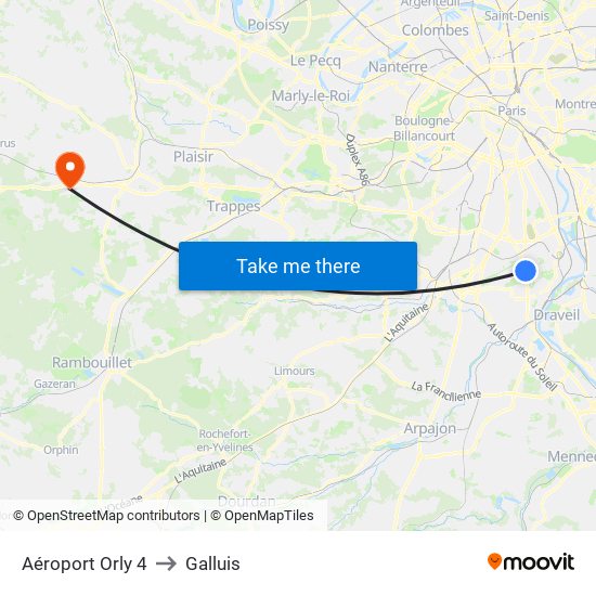 Aéroport Orly 4 to Galluis map