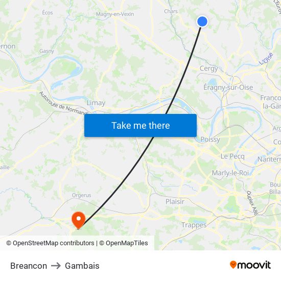 Breancon to Gambais map