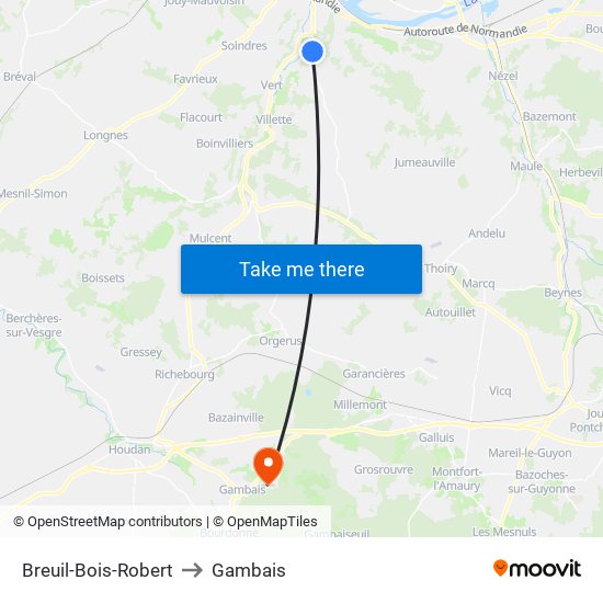 Breuil-Bois-Robert to Gambais map