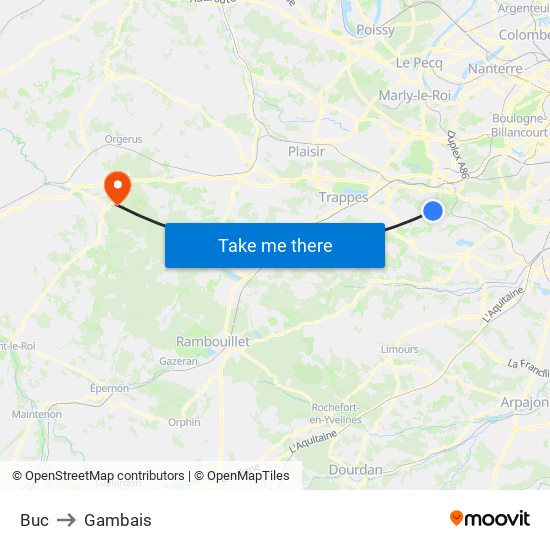 Buc to Gambais map