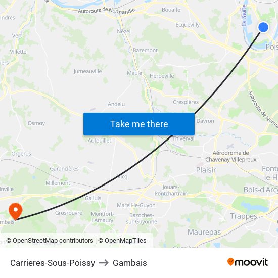 Carrieres-Sous-Poissy to Gambais map