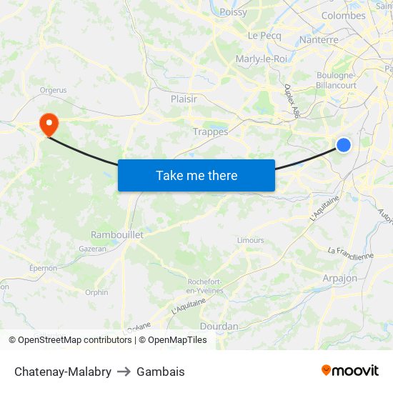 Chatenay-Malabry to Gambais map