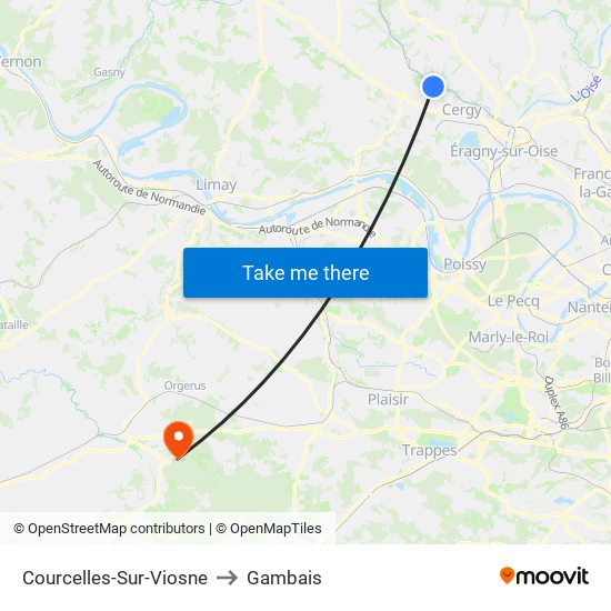 Courcelles-Sur-Viosne to Gambais map