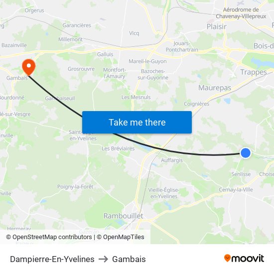 Dampierre-En-Yvelines to Gambais map
