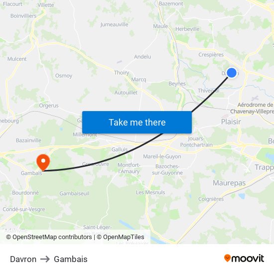 Davron to Gambais map