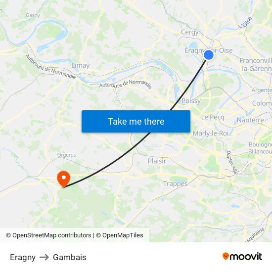 Eragny to Gambais map