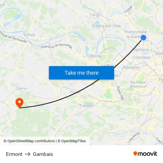 Ermont to Gambais map
