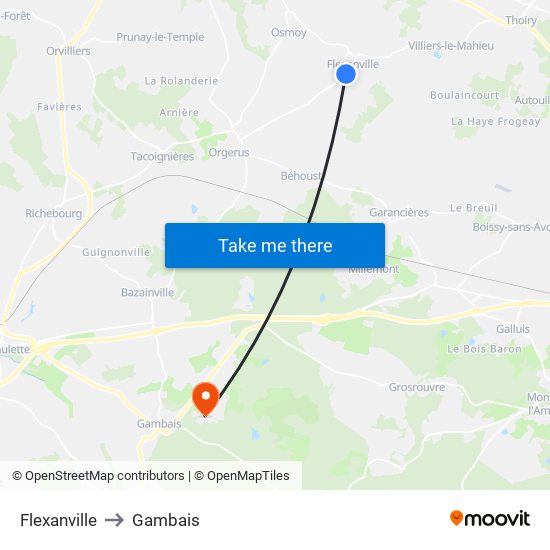 Flexanville to Gambais map