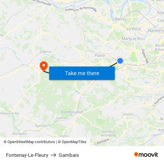 Fontenay-Le-Fleury to Gambais map