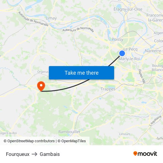 Fourqueux to Gambais map