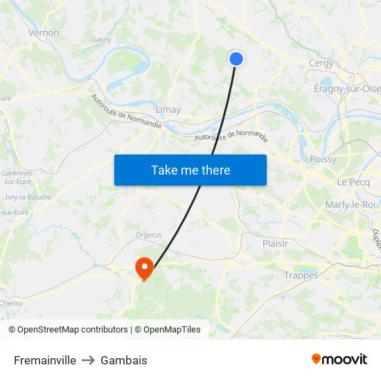 Fremainville to Gambais map