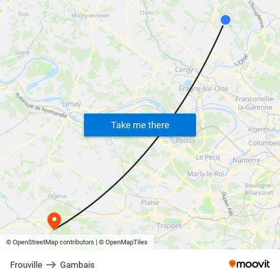 Frouville to Gambais map