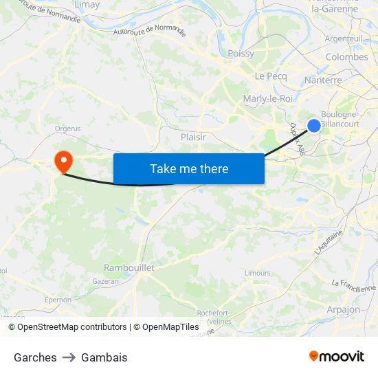 Garches to Gambais map
