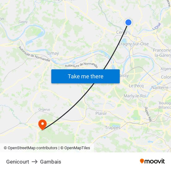 Genicourt to Gambais map