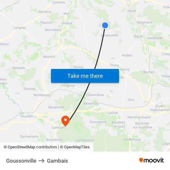 Goussonville to Gambais map