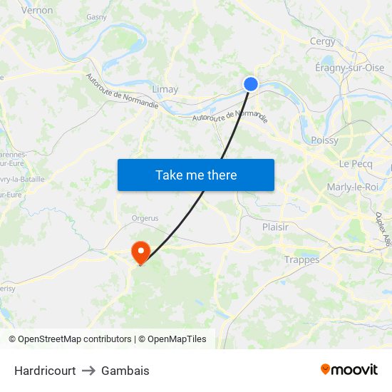 Hardricourt to Gambais map