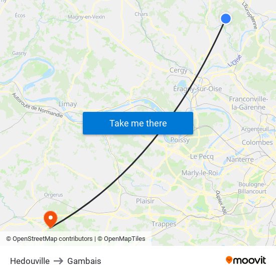 Hedouville to Gambais map