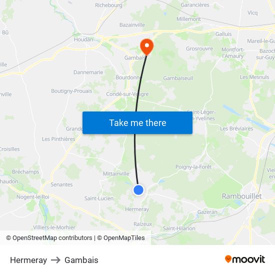 Hermeray to Gambais map