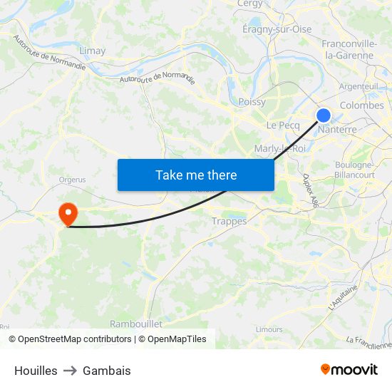 Houilles to Gambais map