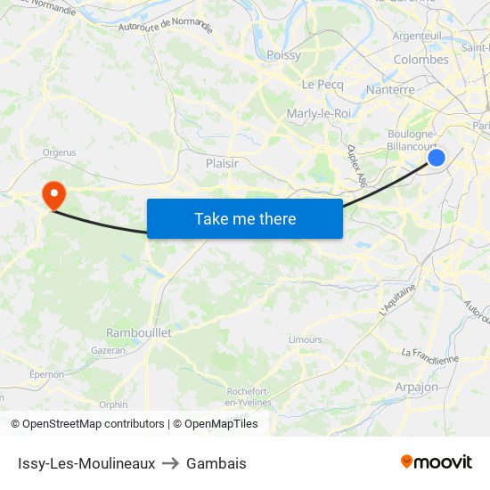 Issy-Les-Moulineaux to Gambais map