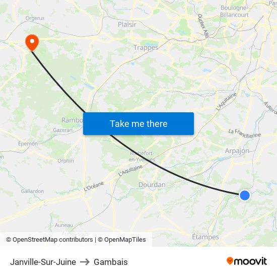 Janville-Sur-Juine to Gambais map