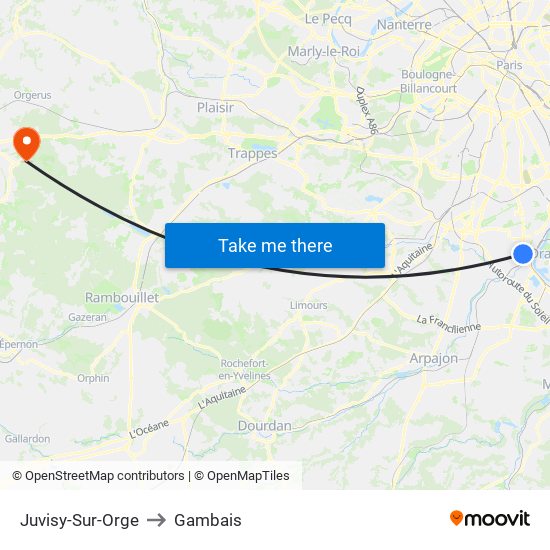 Juvisy-Sur-Orge to Gambais map